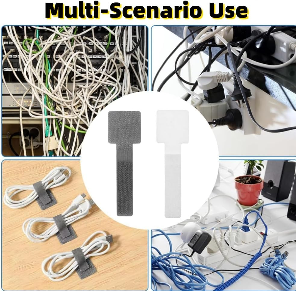 Leitunggupgraded Reusable Cable Ties, 40Pcs Self Adhesive Hook Loop Tape Heavy Duty, Multi-Purpose Sticky-Back Cord Organizer, Cable Management for Organizing Home,Office Essentials. image number 3