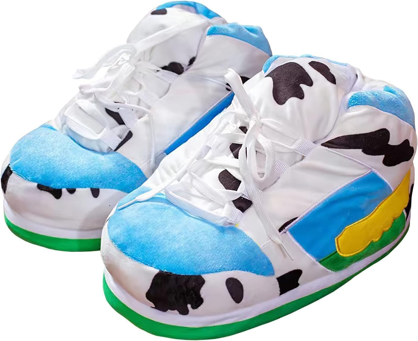 CHYUANSLIS Cozy Unisex Sneaker Slippers - Trendy, Comfy Kicks for Indoors with Non-Slip Soles, Soft Plush & One-Size Fits Most - Black/White image number 4