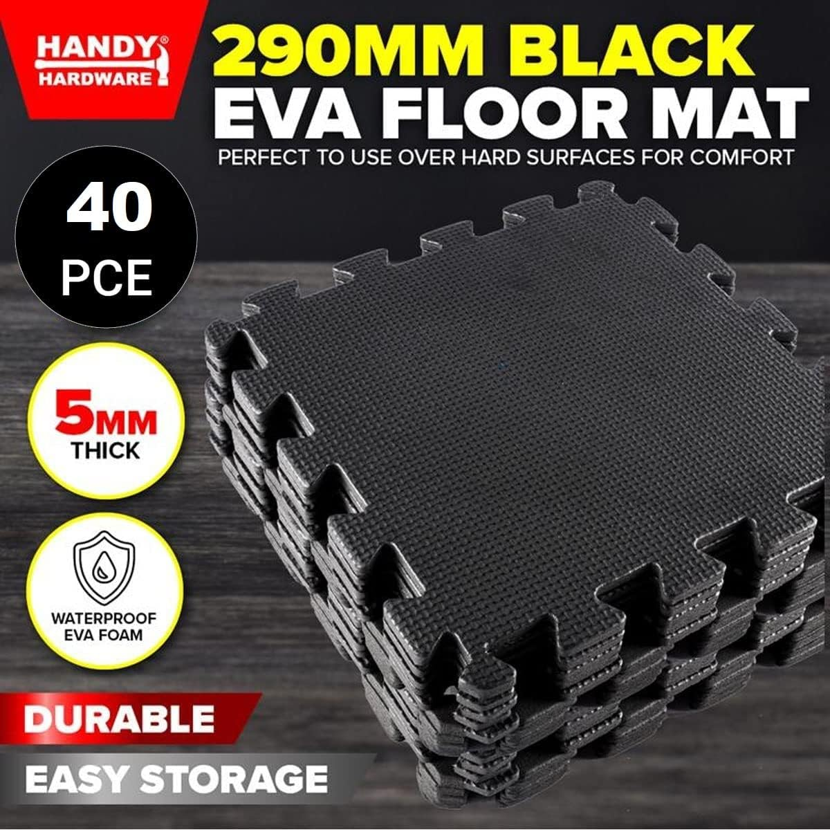 [40PCE] Handy Hardware Black EVA Mat, Durable, Non-Slip Surface for Home Gym, Yoga, and Exercise, Protects Floors and Provides Cushioning - Black (40PCE) image number 1