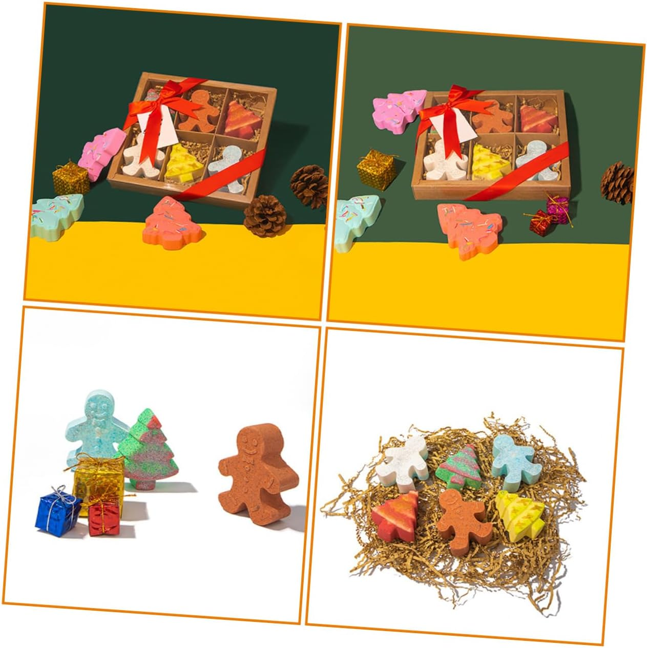 IWOWHERO 6-Piece Christmas Bath Gingerbread Man Bubble Bath Salt Set for Relaxation Skincare image number 2