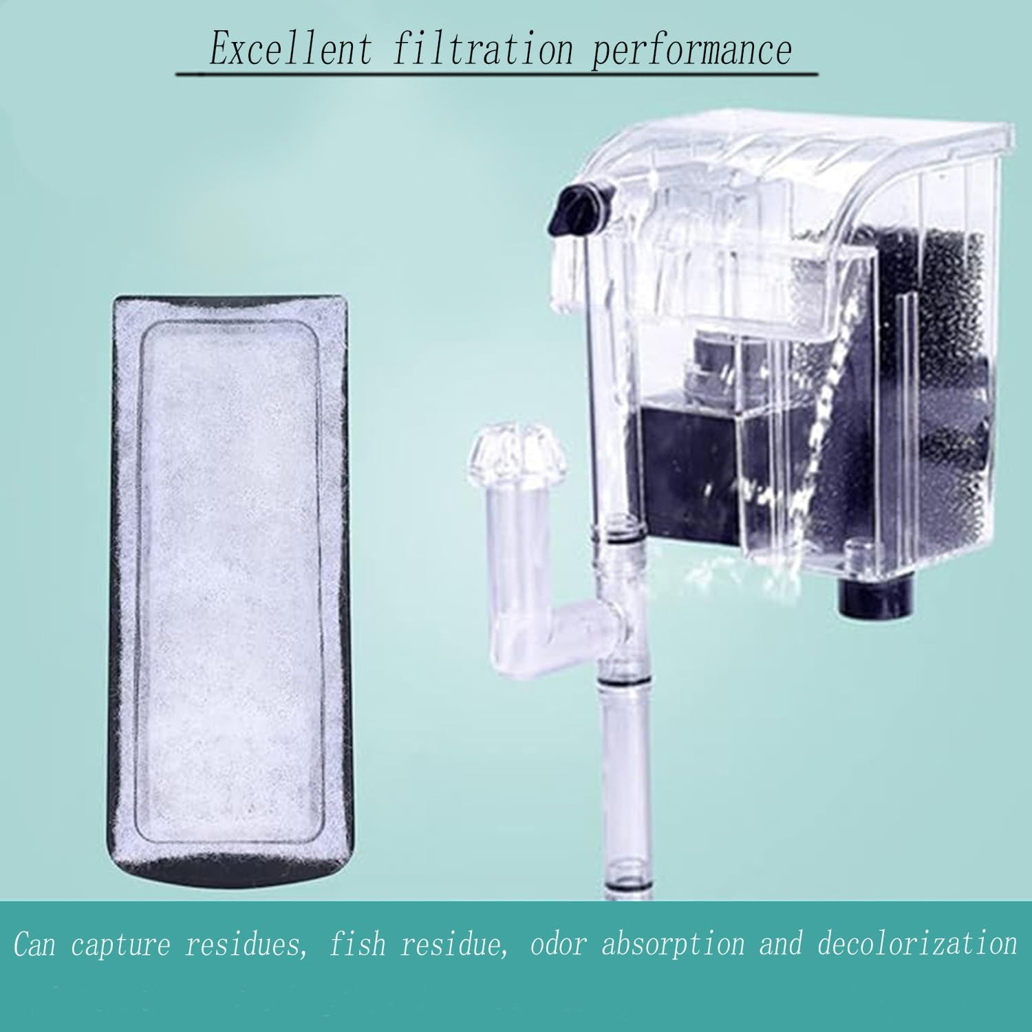 Hysgscwd 10 Pcs Fish Tank Filter Cartridge, Aquarium Filter Cotton Replacement, Wall Mounted Filter Accessories Box Carbon Supplies, Hang on Filter Cartridge, Filter Tank Cotton Core Filter Plate image number 4