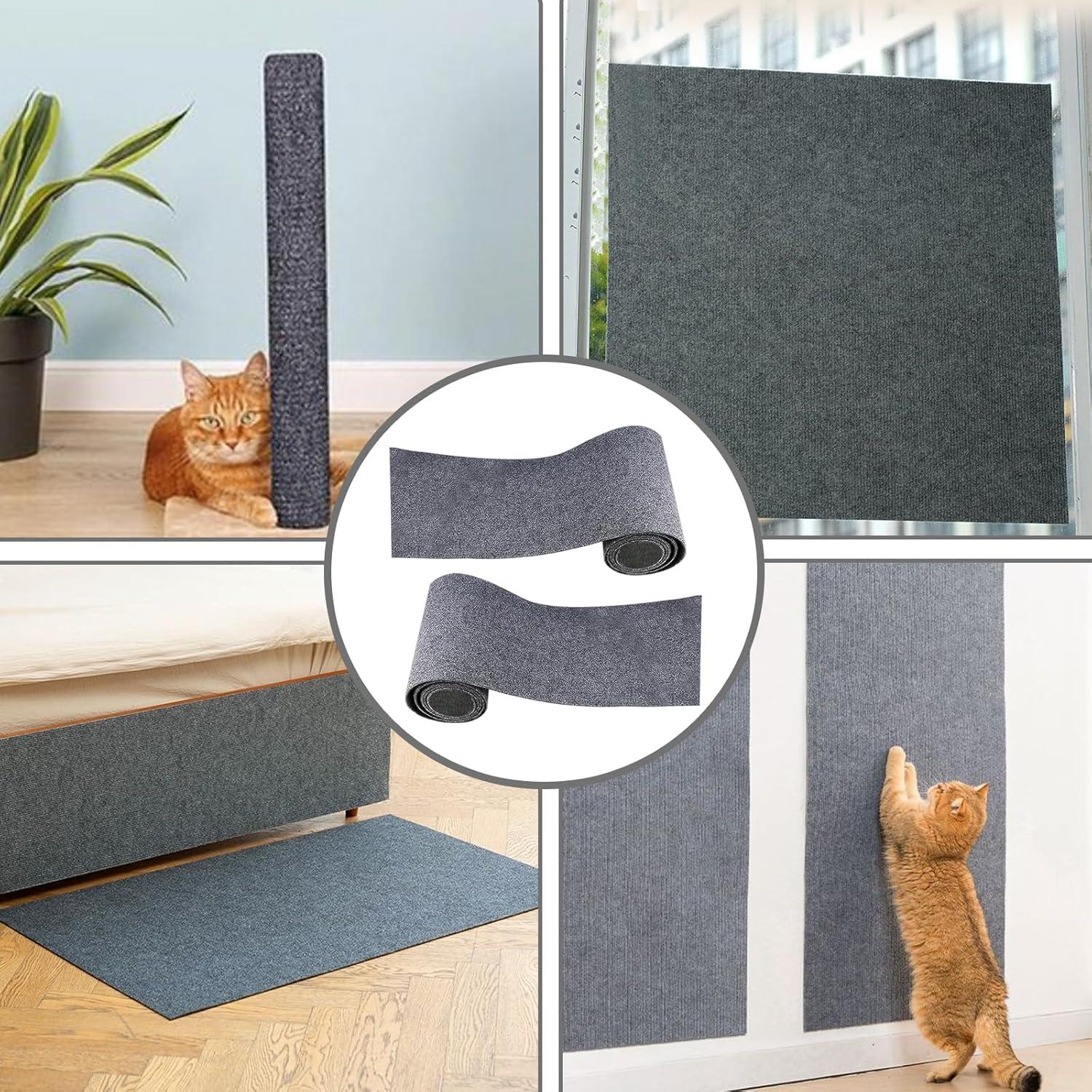 Pack of 2 Scratching Mat for Cats, 100 Cm X 30 Cm Scratch Protection Cat Scratching Mat Self-Adhesive Scratching Mat Cat DIY Trimmable Carpet Mat Pad Cat Scratching Boards Reusable Scratching Mat Cat image number 6