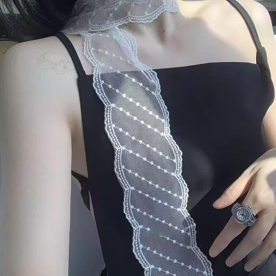 Plwelth Lace Hairband for Women Girls Floral Lace Hair Ribbons Headscarf Purse Strap for Handbags Long Neckerchief Scarf Necktie Scarf Belt for Dress Waist Cute Hair Accessories for Wedding Party image number 4