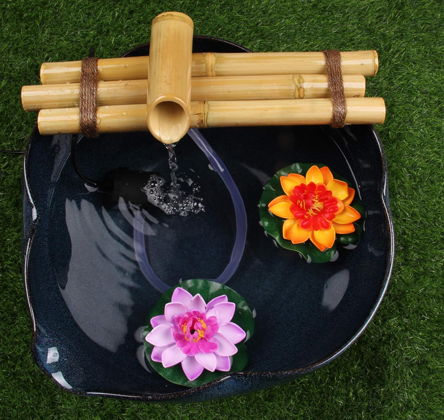 Bamboo Water Fountain Medium 12 Inch Three Arm Style without Pump, Indoor or Outdoor Zen Garden Decor Fountain, Natural, Split Resistant Bamboo, Combine with Any Container to Create Your Own Fountaion image number 2