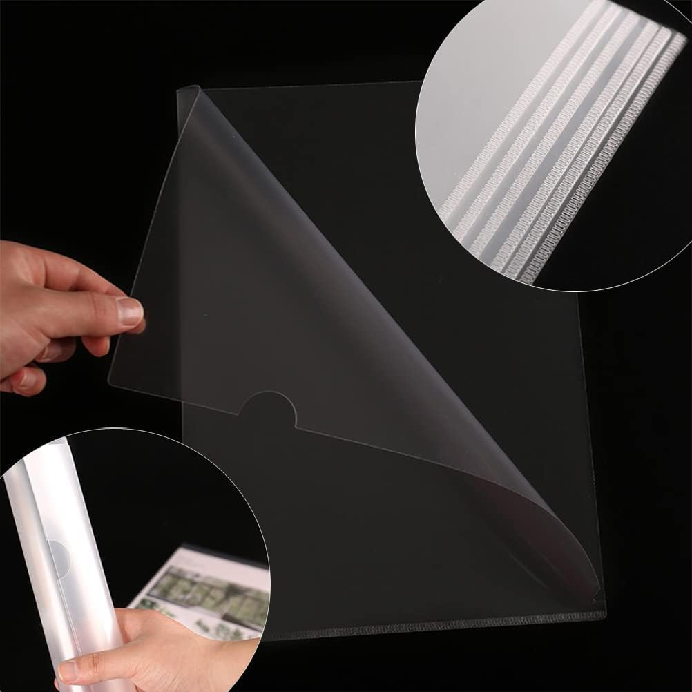 30Pcs A4 Cut Flush Folders, Betterjonny 180&Mu;m L Shape Transparent File Cover Plastic Top & Side Open Document Wallet for School Office White image number 6