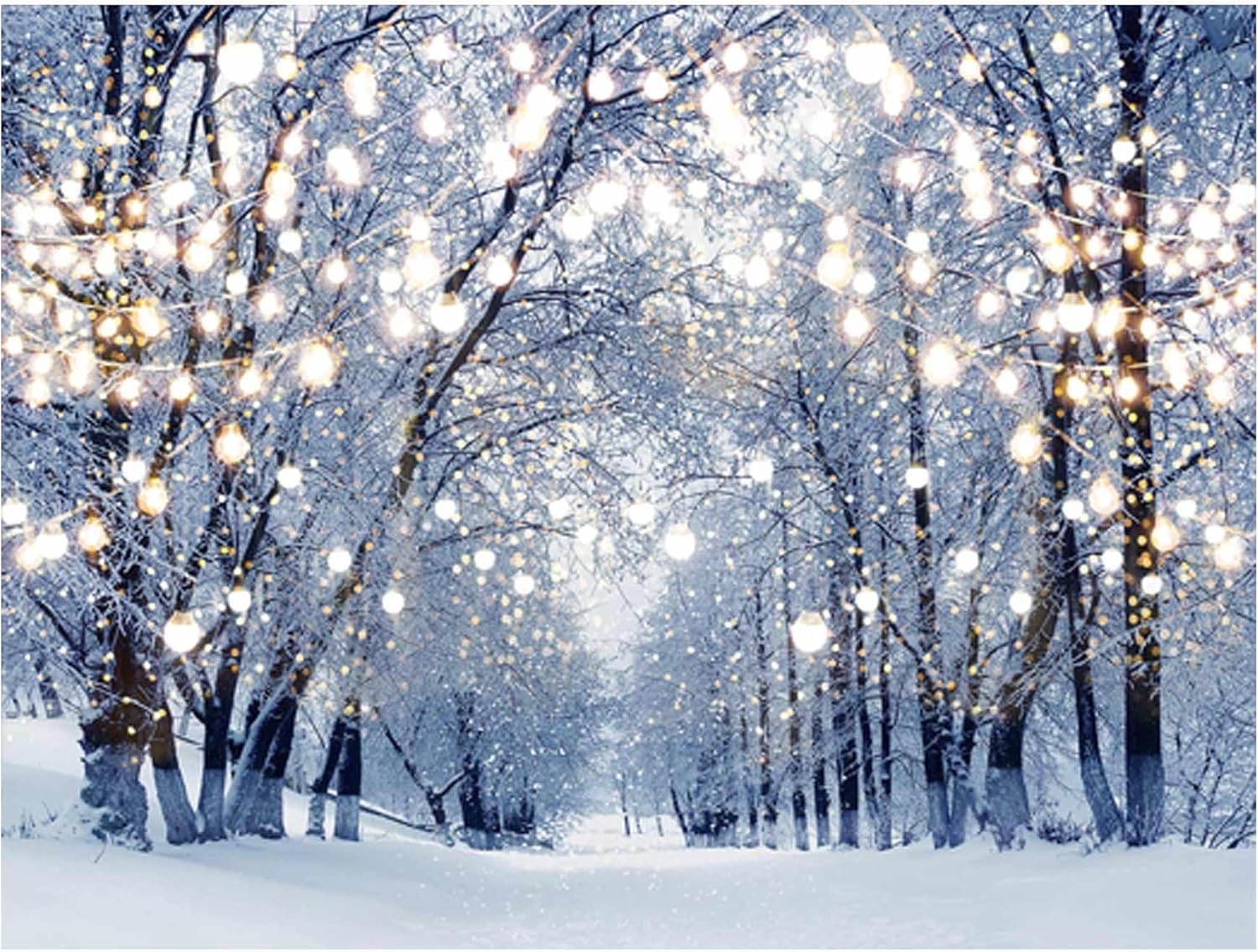 Allenjoy 6 X 6 FT Winter Forest Backdrop Wonderland Snowflake Photography Background Bokeh Glitter Snow Scene Christmas Party Decoration Tree Landscape Portrait for Photobooth Photo Studio image number 3