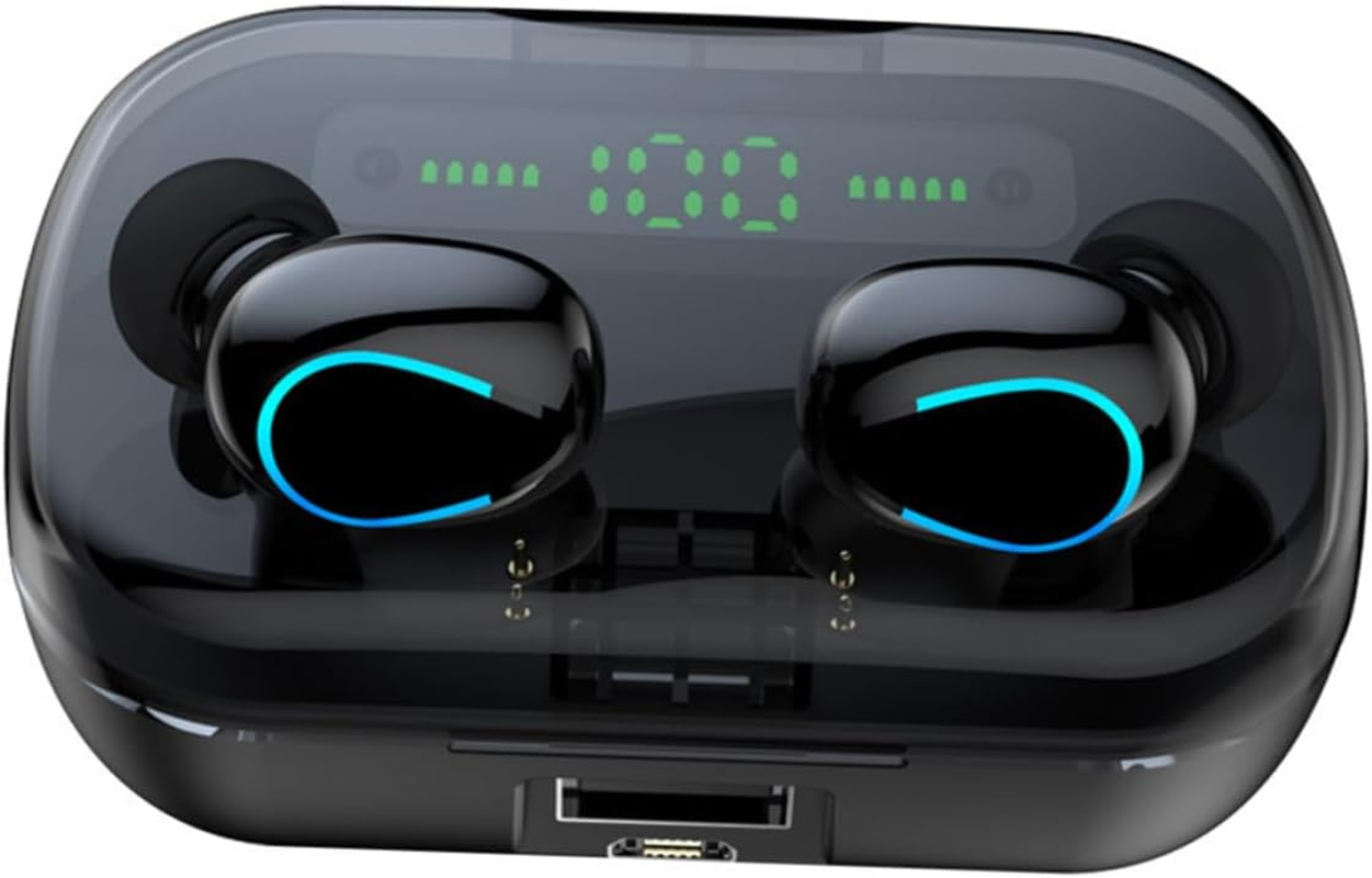 OKUMEYR Wireless Earbuds with Noise Cancelling Digital Display U Shaped Colorful Breathing Lamp Portable Earphones for Home and Outdoor Use Black image number 1