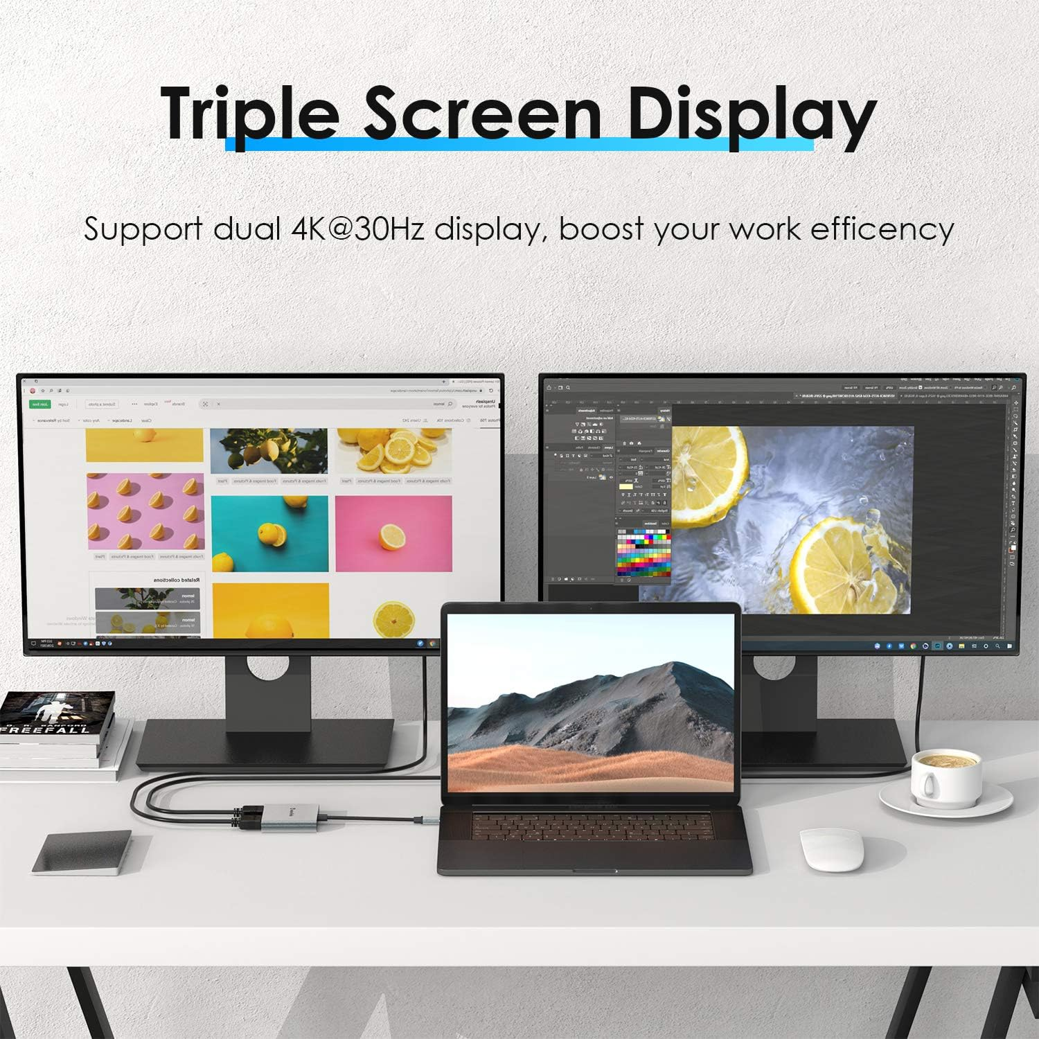 WAVLINK USB-C to Dual HDMI Adapter 4K30HZ Display, 3IN1 USB C Hub with 87W PD, Multi Monitor Converter for Thunderbolt 3,Macbook, Ipad Pro and More, Compatible with Windows, Mac OS, Linux, Ipad image number 2