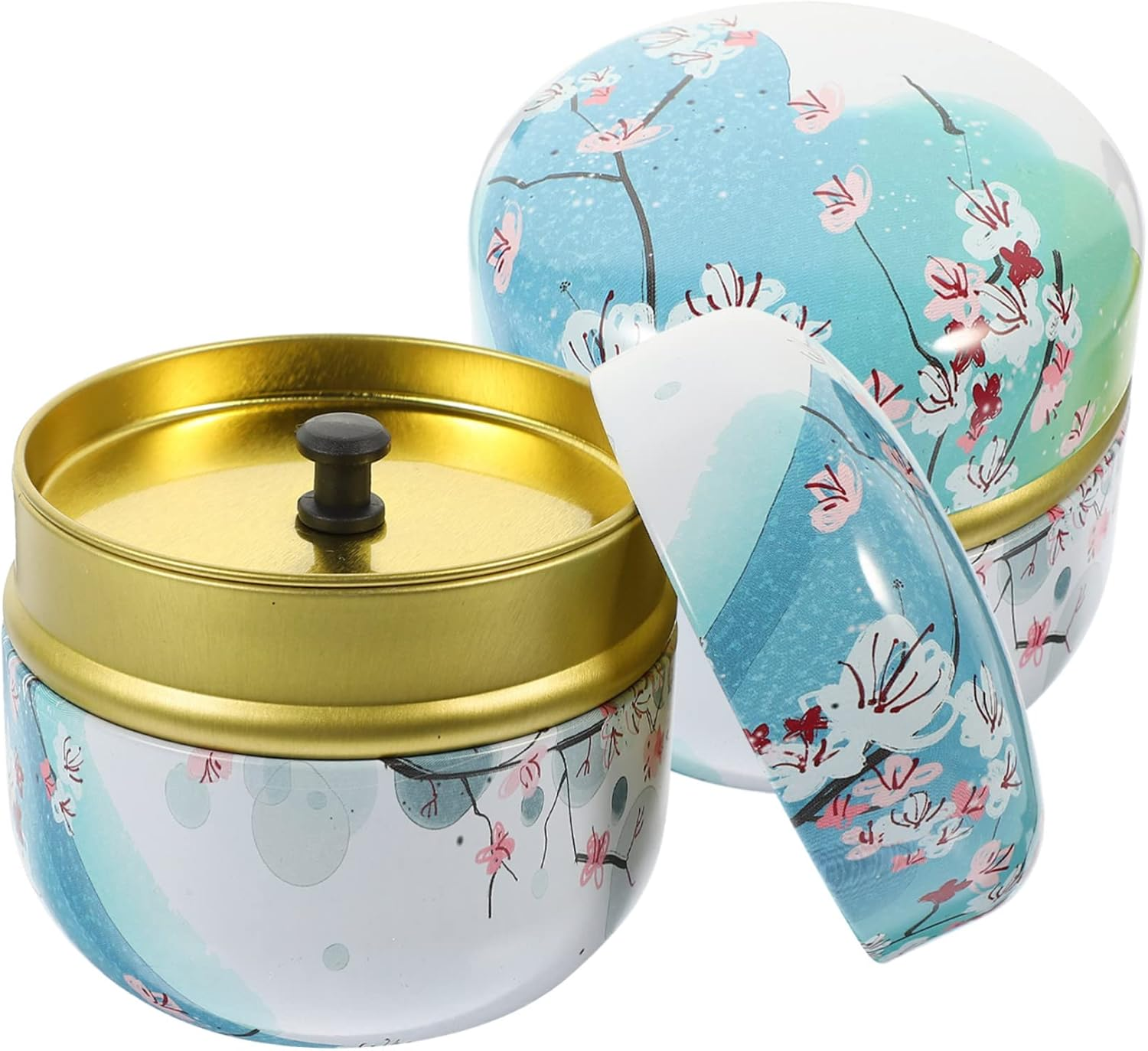 CIYODO 2Pcs Tinplate Storage Jars Multi-Function Tea Canisters Sealed Household Kitchen Supplies Candy Jar for Home Office Use image number 3