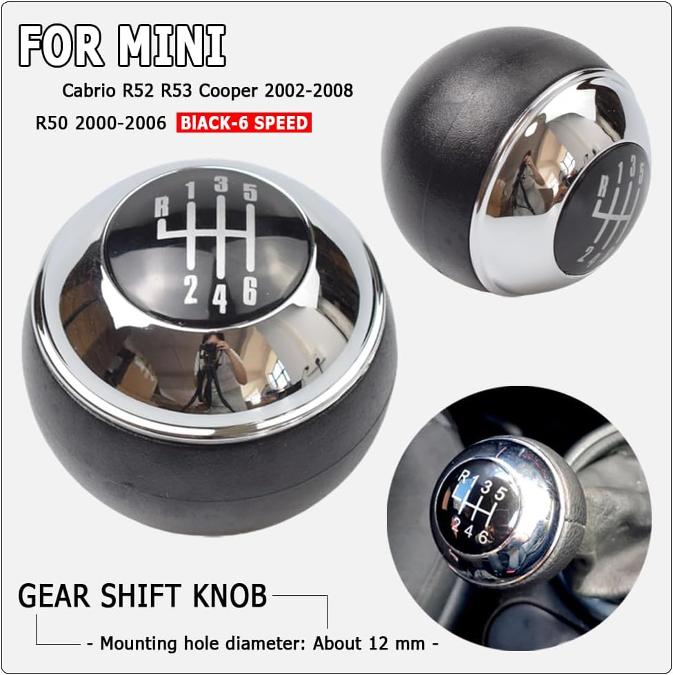 5/6 Speed Car Gear Knob Gear Stick Hand Ball for Mini R50 One D R52 R53 Cooper S 3-Door 2001 2002 2003 2004 2005-2008 (5 Speed) image number 4