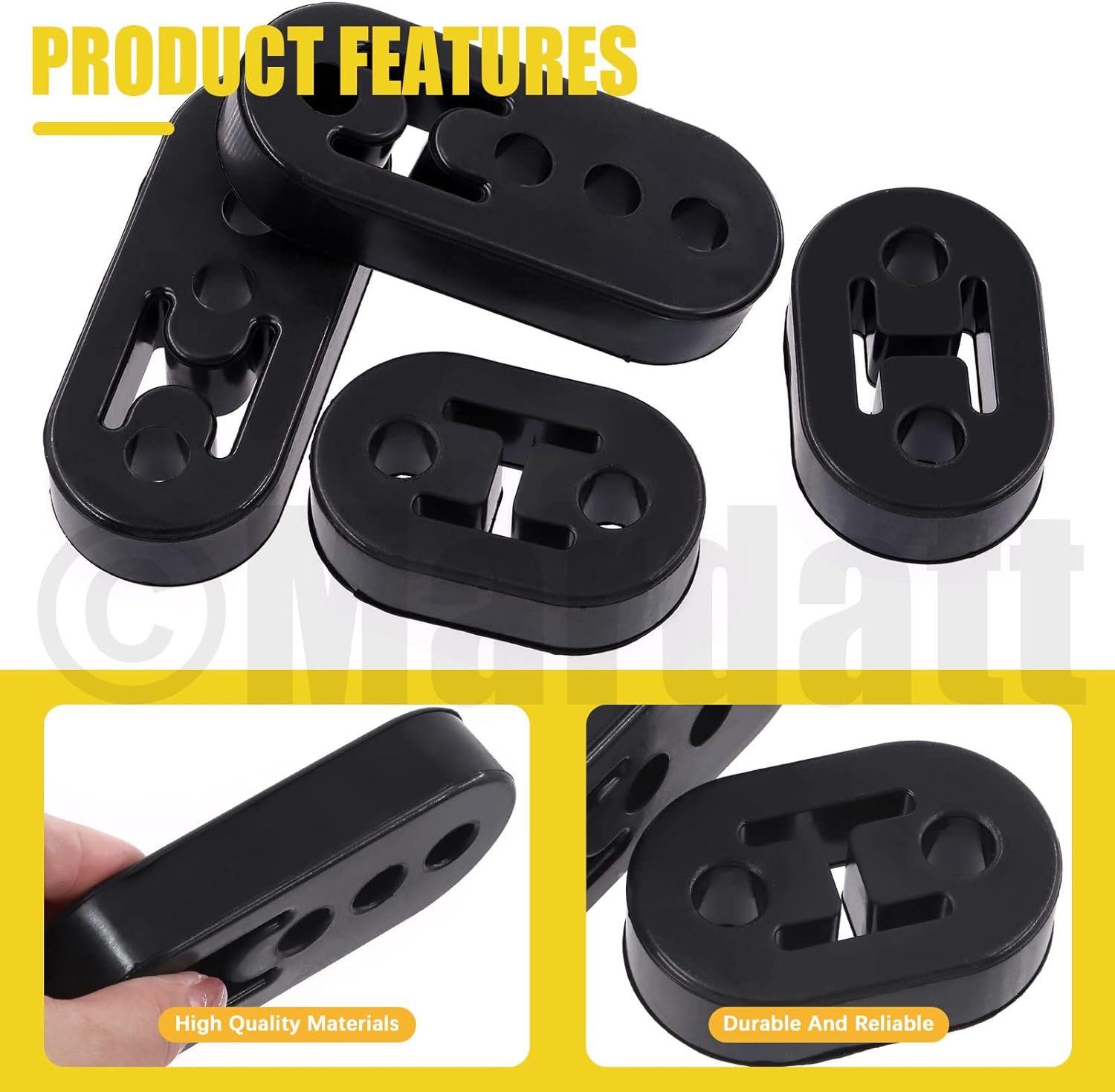 6 Pcs 2/4 Holes Exhaust Hanger Rubber Muffler Hanger with 90 Degree Exhaust Hanger Rod, Insulator Muffler Bracket Mount for Car Truck Jeep
