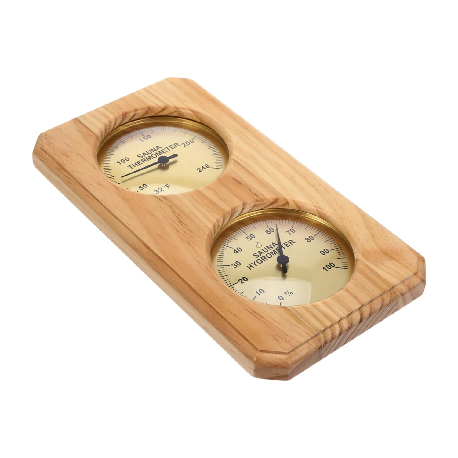 COHEALI High Temperature Resistant Sauna Hygrothermograph Wooden Wall-Mounted Indoor Temperature Humidity Gauge for Sauna Rooms and Swimming Pools Metal Construction Precise Analog image number 2
