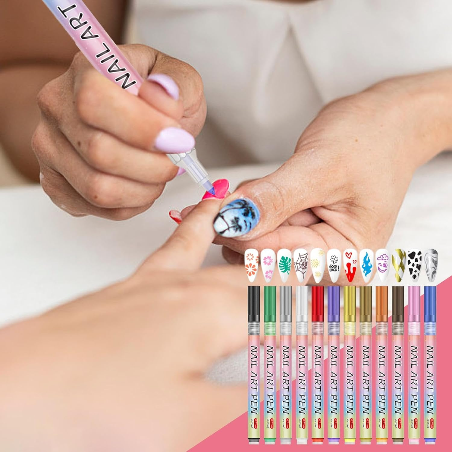 Nail Polish Pens, Acrylic Nail Pens, Nails Art Markers, Quick Dry Pen with Vibrant Colors and Fine Tips or Home Use, Beauty Salons, or Creative Expression image number 6