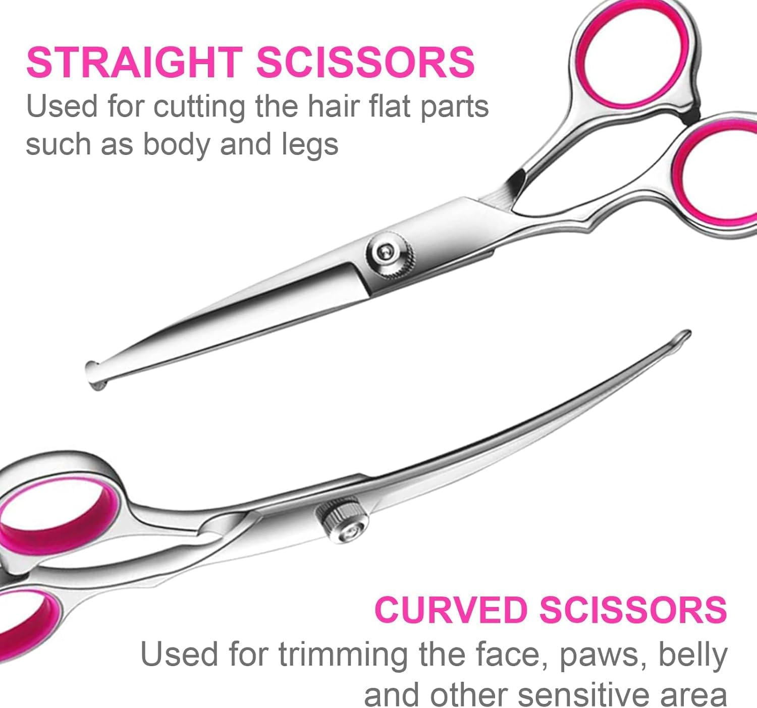 4 PCS Professional Dog Grooming Scissors Kit with Safety round Tips, Coated Pet Grooming Shears for Dog Cat (Pink, 17CM)