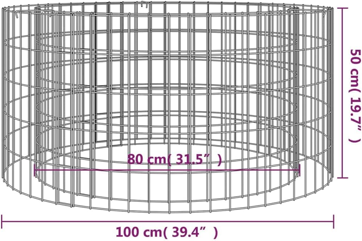 Vidaxl Gabion Fire Pit - Durable, Galvanised Iron Construction - Ideal for Garden/Patio Use - Easy Assembly - Dimensions: 100 X 50 Cm