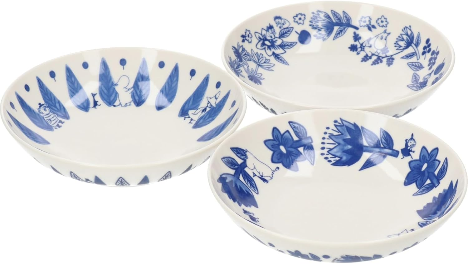 Moomin MM7000-76 Blue Flora Ceramic Bowl, 6.7 Inches (17 Cm), 3 Piece Tableware Set, Scandinavian Miscellaneous Goods, Moomin Goods, Mother'S Day, Present, Made in Japan image number 4