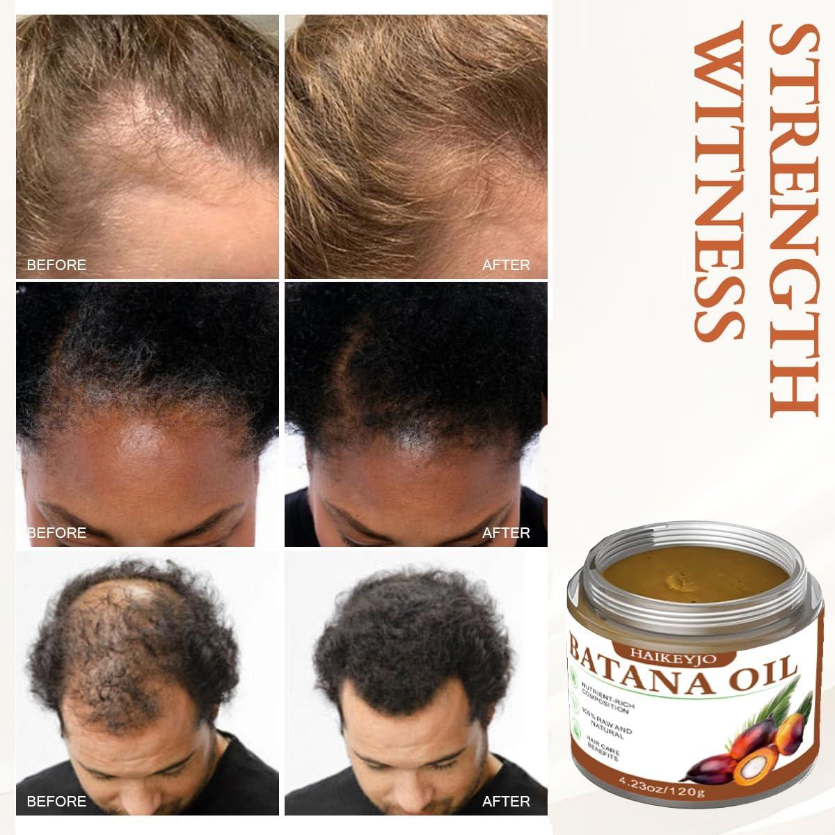 Raw Batana Oil for Hair Growth - 100% Pure Organic Unrefined Hair Oil from Honduras | Natural Hair Oil to Repair, Thicken & Moisturize All Hair Types | Men &Women,4.23 Oz image number 1