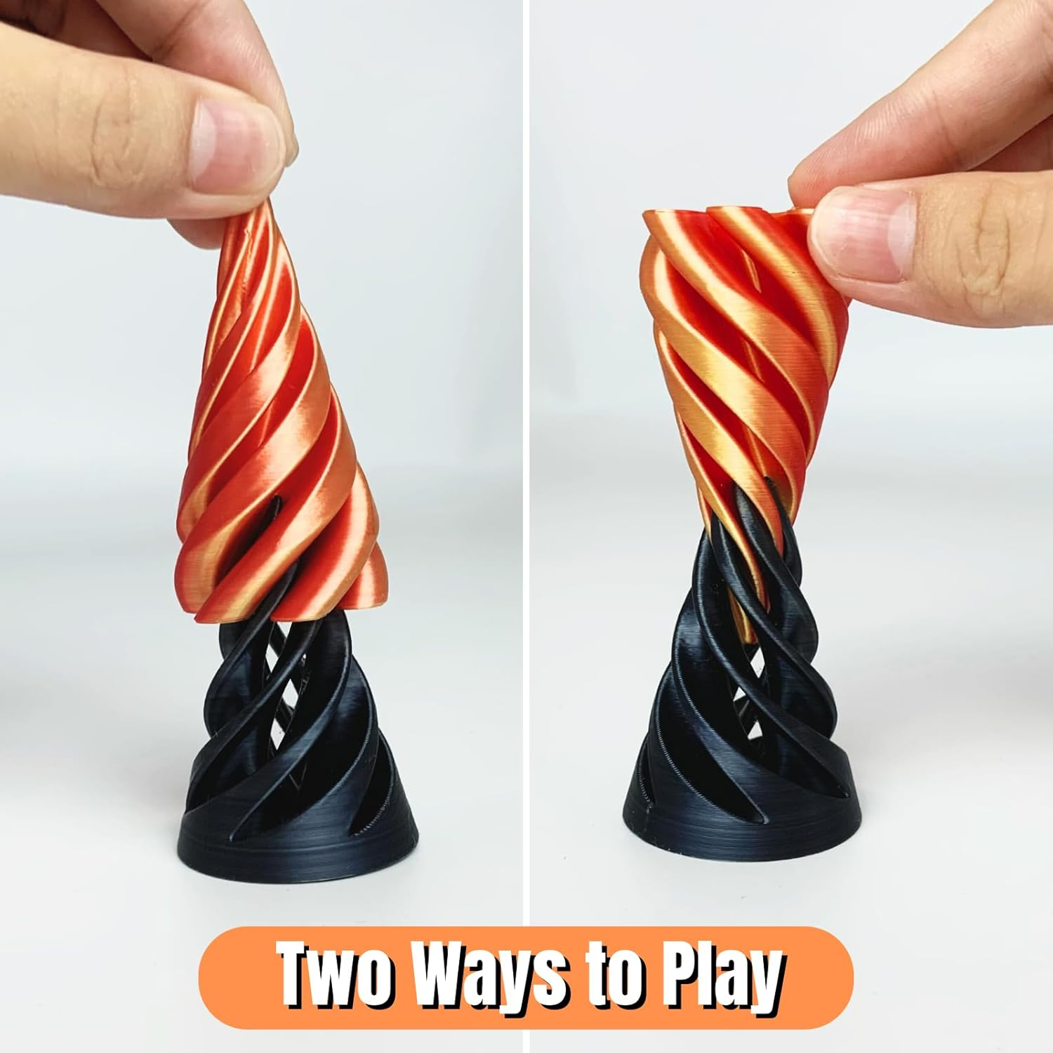 Impossible Pyramid Passthrough Sculpture, Pass through Pyramid Fidget Toy 3D Printed Spiral Cone Fidget Toy, Mini Vortex Thread Illusion, Desktop Deco Souvenir Gift Mini Stress Relief Desk Toy image number 3