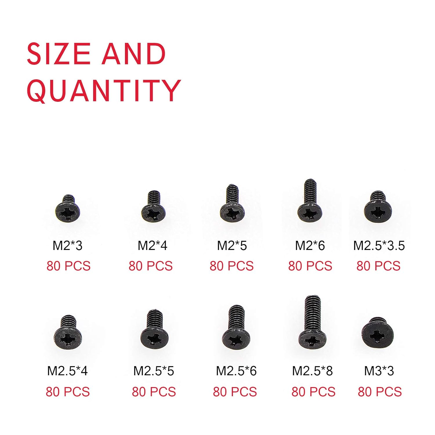 Waycreat 800Pcs M2 M2.5 M3 Laptop Notebook Computer Screws Set Kit for IBM HP Dell Samsung Sony Toshiba Gateway Acer Lenovo(10 Sizes)