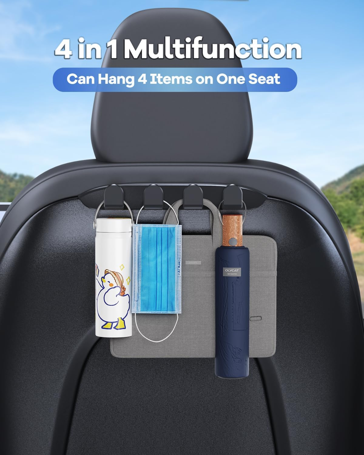 2 Pack Car Seat Hooks for Tesla Model Y(Juniper) Model 3(Highland) Accessories 2026 2025 2024 2023 2022 2021, Purse Hanger Automotive Seat Back Organizers for Bags, Handbag Backpack Grocery image number 1