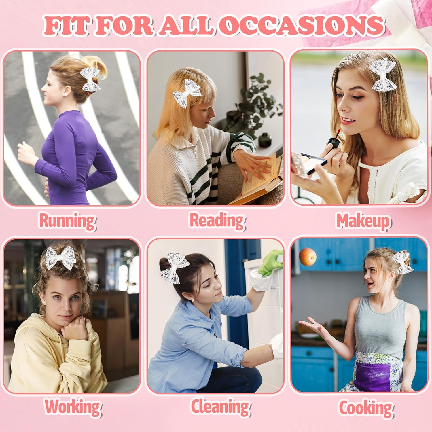 Ouligay 2 Pcs White Hair Bows for Girls, Lace Hair Bow,Small Toddler Bows for Girls Hair,Lace Bows for Hair,Cute Hair Accessories for Fine Hair Birthday Party Dress Decor Accessories image number 1