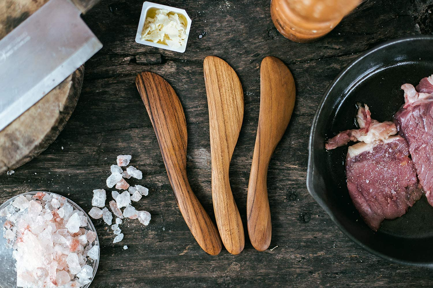 Butter Spreader, Faay - 7.5" Butter Knife Eco-Friendly Condiment Knives from 100% Moist-Resistant Teak Wood, Super Handy Kitchen Utensils Peanut Jelly Spreader Set of 4 image number 1