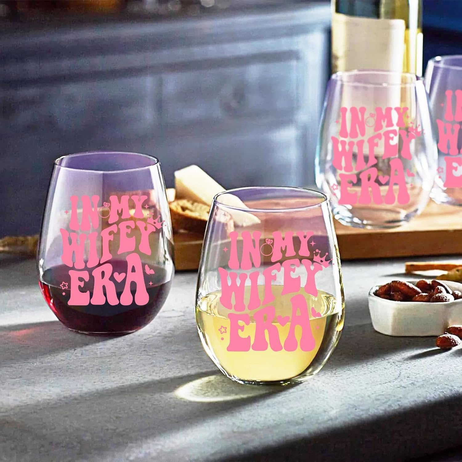 Bride to Be Gifts Cool Bridal Shower Wedding Engagement Gifts for Women Classy Bachelorette Gifts for Brides Best Friend Sister Colleagues Iridescent Wine Glasses 16Oz Wifey Cup Honeymoon Gifts image number 6