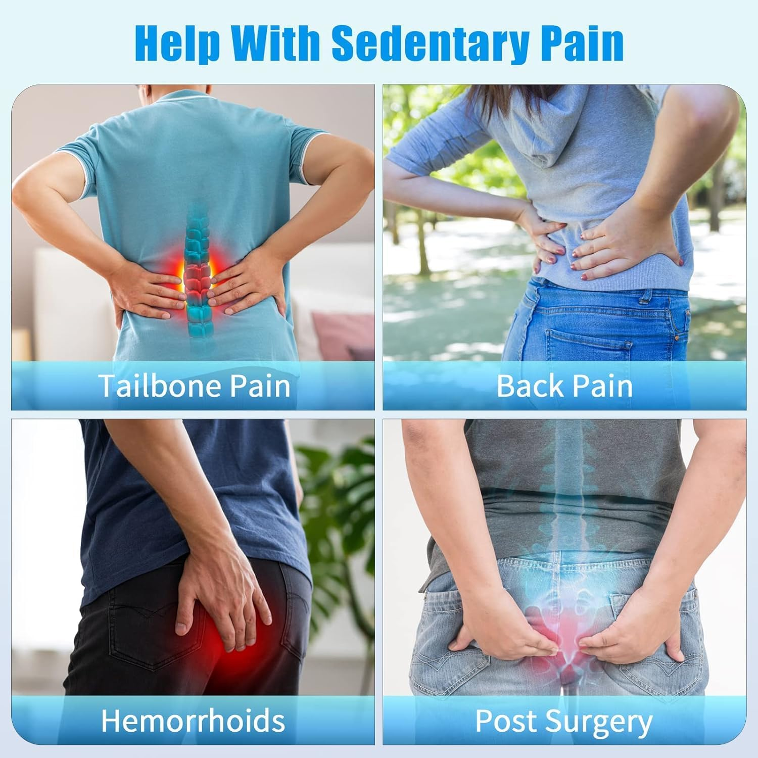 Cushzone Donut Pillow for Tailbone Pain Relief and Hemorrhoids, Memory Foam Donut Cushion for Sciatica Nerve, Seat Cushion Butt Pillow for Men Women at Home Office Chair Car Long Sitting Comfort image number 1