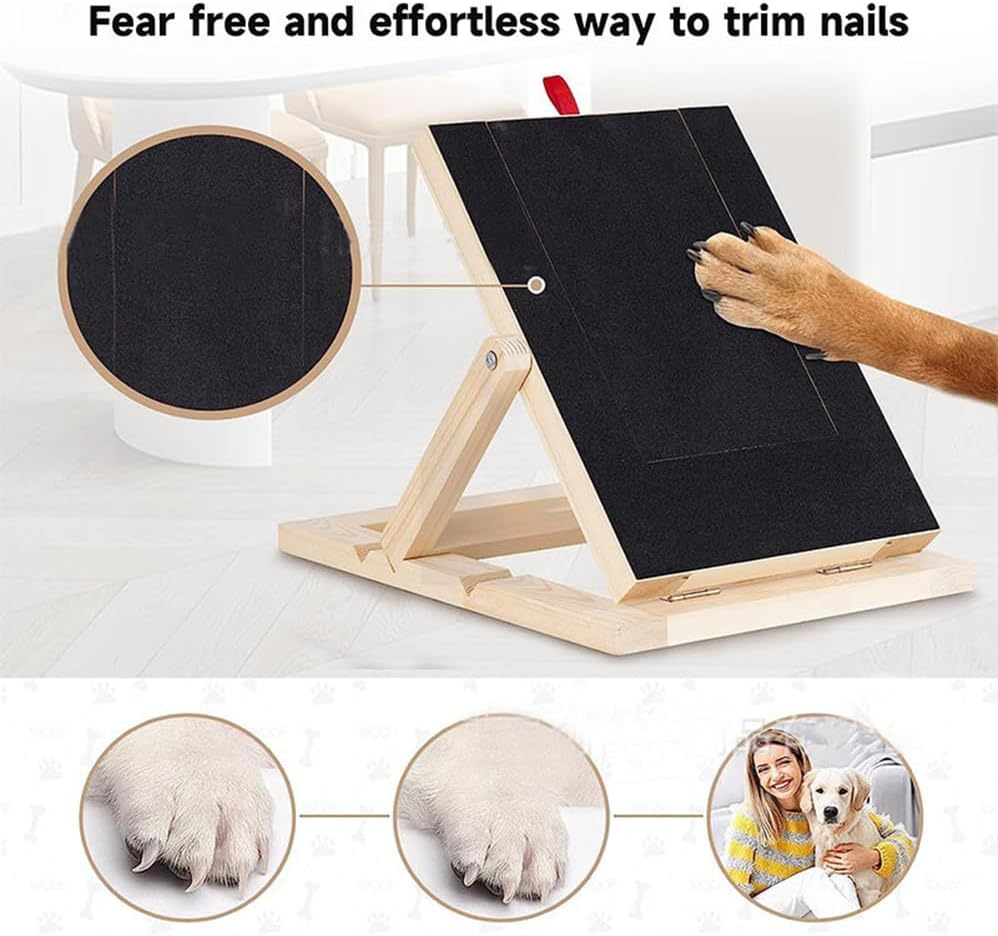 Wooden Dog Scratch Board,Safe & Stress-Free Dogs Nail File Board,Adjustable Angle,Durable Sandpaper Surface,Expandable Dog Snack Box,Easy Training Aid for Dogs,Great for Pets of All Ages image number 3