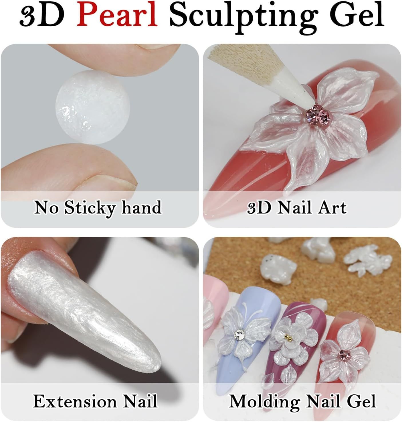 Rrlihjgu Solid Building Gel - 5G Pearl 3D Sculpting Gel for Nail,Extension Carving Beauty Care Soft Manicure Art for Daily Salon Home image number 3