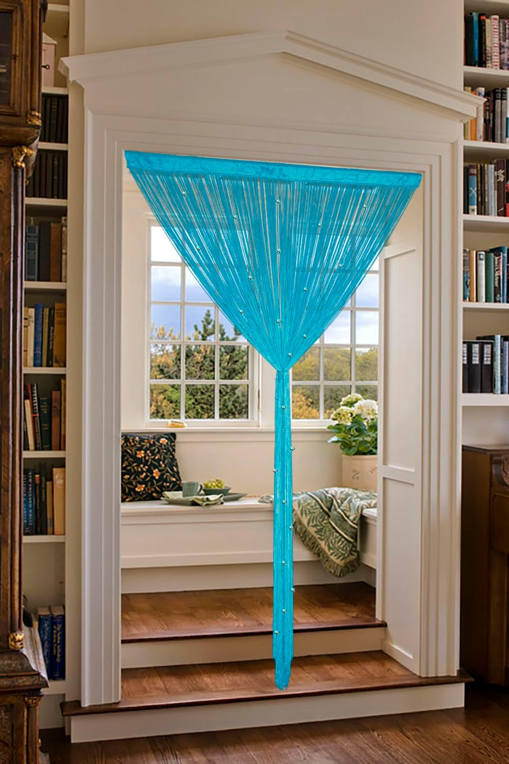 YIIBAII Beaded Curtain Beaded Curtains for Doorways Crystals Suitable for Interior Hanging Decoration and Partitions Closet Curtains (39"X110", Blue) image number 6