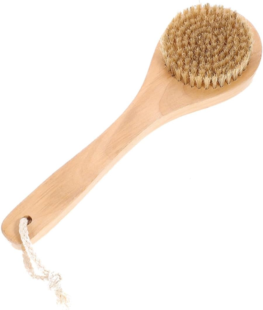 OKUMEYR Soft Bristle Boar Bristle Bath Brush with Wooden Handle Exfoliating Massage Shower Brush for Body Cleansing and Skin Care Medium Size Suitable for Home and Travel Use image number 4