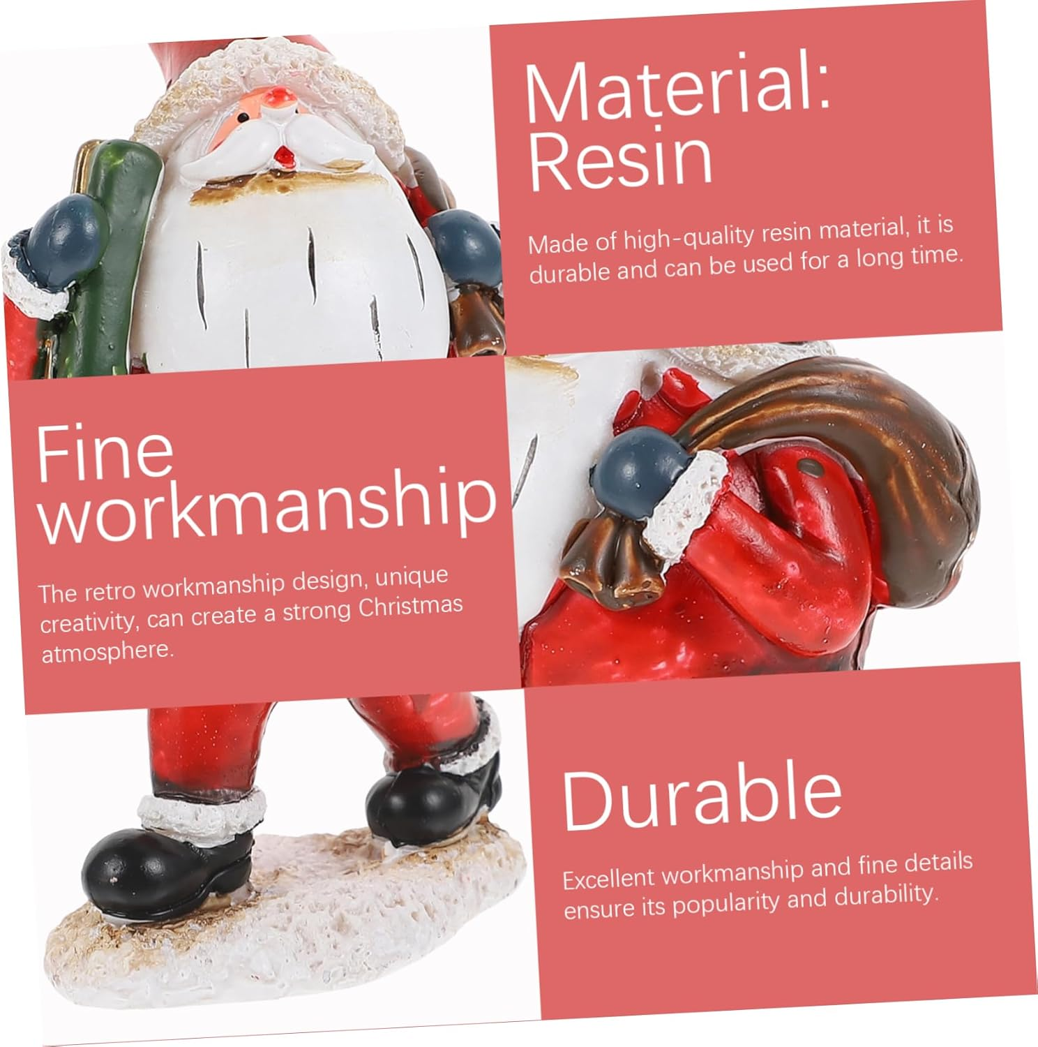 KOMBIUDA Santa Claus Ornaments Resin Christmas Decoration Desktop Adornment Creative Santa Claus Decor Xmas Presents for Home and Party - Multi image number 3