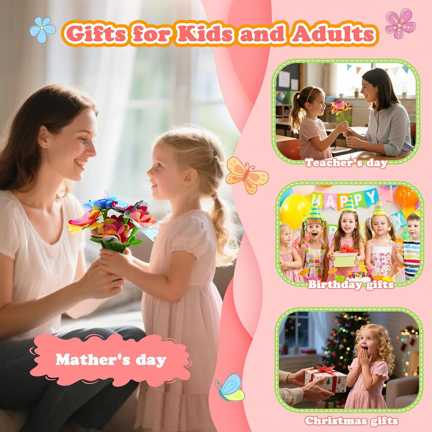 Blueswan Fabric Flower Bouquets Toys,Diy Craft Kits Toys for Kids,Arts and Crafts for 4 5 6 7 8 Year Toddler Girls,Birthday Gifts for Girls,Educational Activity for Preschool Kids image number 5