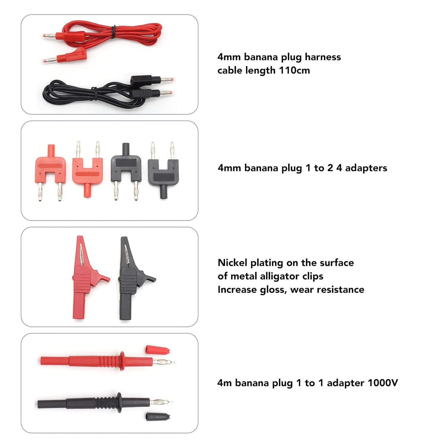 Asixxsix Automotive Circuit Test Lead Kit, Multimeter Electrical Testers Diagnostic Tools Wire Connectors Adapter Cables with Terminals, Clips and Carrying Bag image number 4