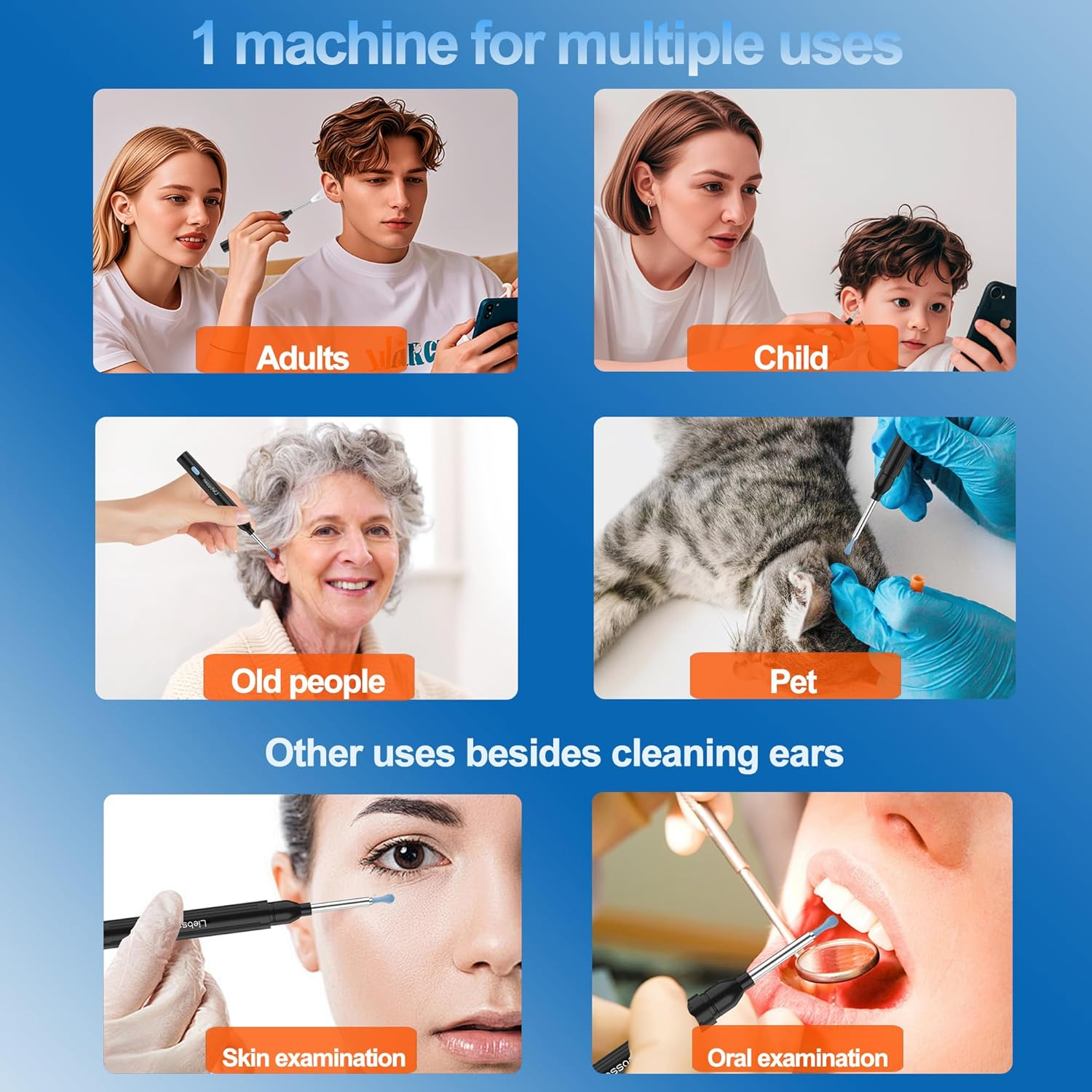 Ear Wax Removal with 1080P Camera Otoscope with 10 PCS Ear Spoon Ear Cleaner Ear Otoscope Cleaning Kits