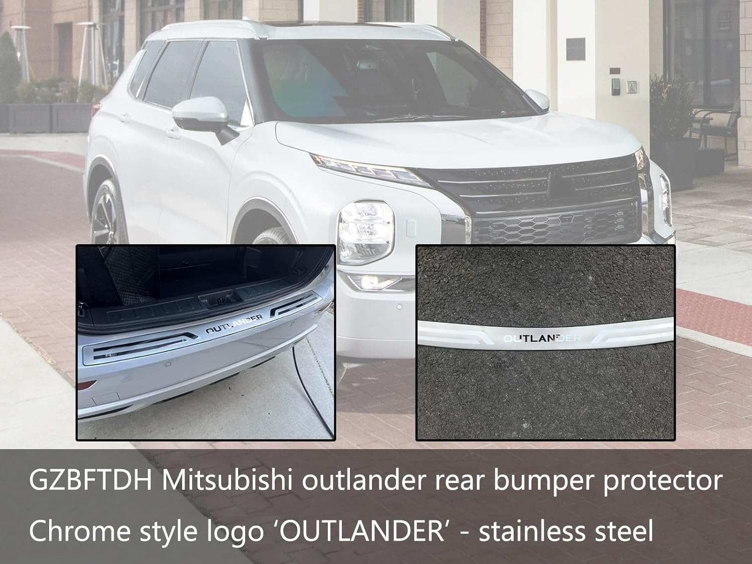 GZBFTDH Stainless Steel Rear Bumper Protector, for Mitsubishi Outlander Accessories 2022 2023, Auto Parts Car Tailgate Back Door Sill Cover Scuff Plate Strip Guard Protection,Silver image number 6