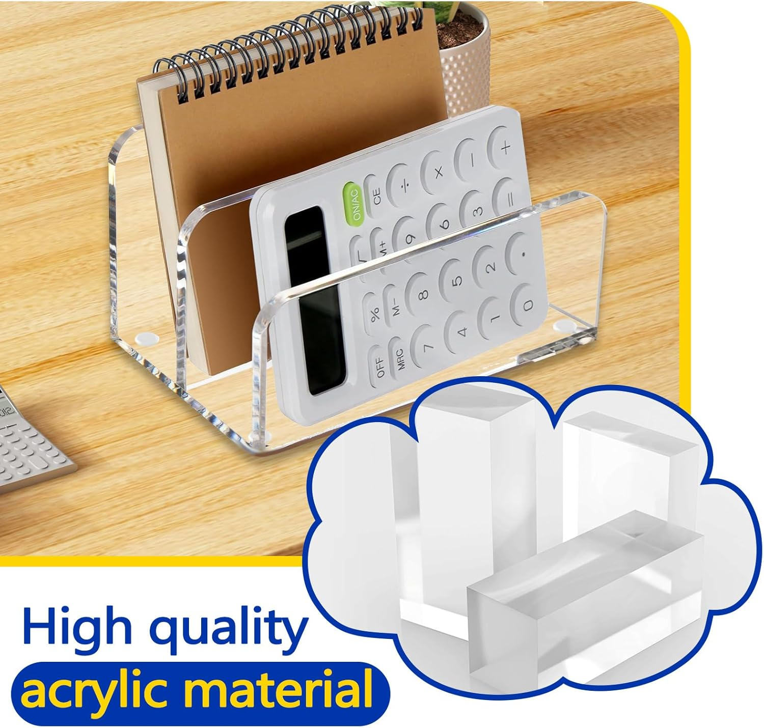 Sekonow 2 Pack Mail Organizer Mail Holder for Desk, 2 Section Clear Acrylic Letter Holder Mail Sorter Countertop, Vertical Modern Home Office Desk Organizer for Envelope File image number 6