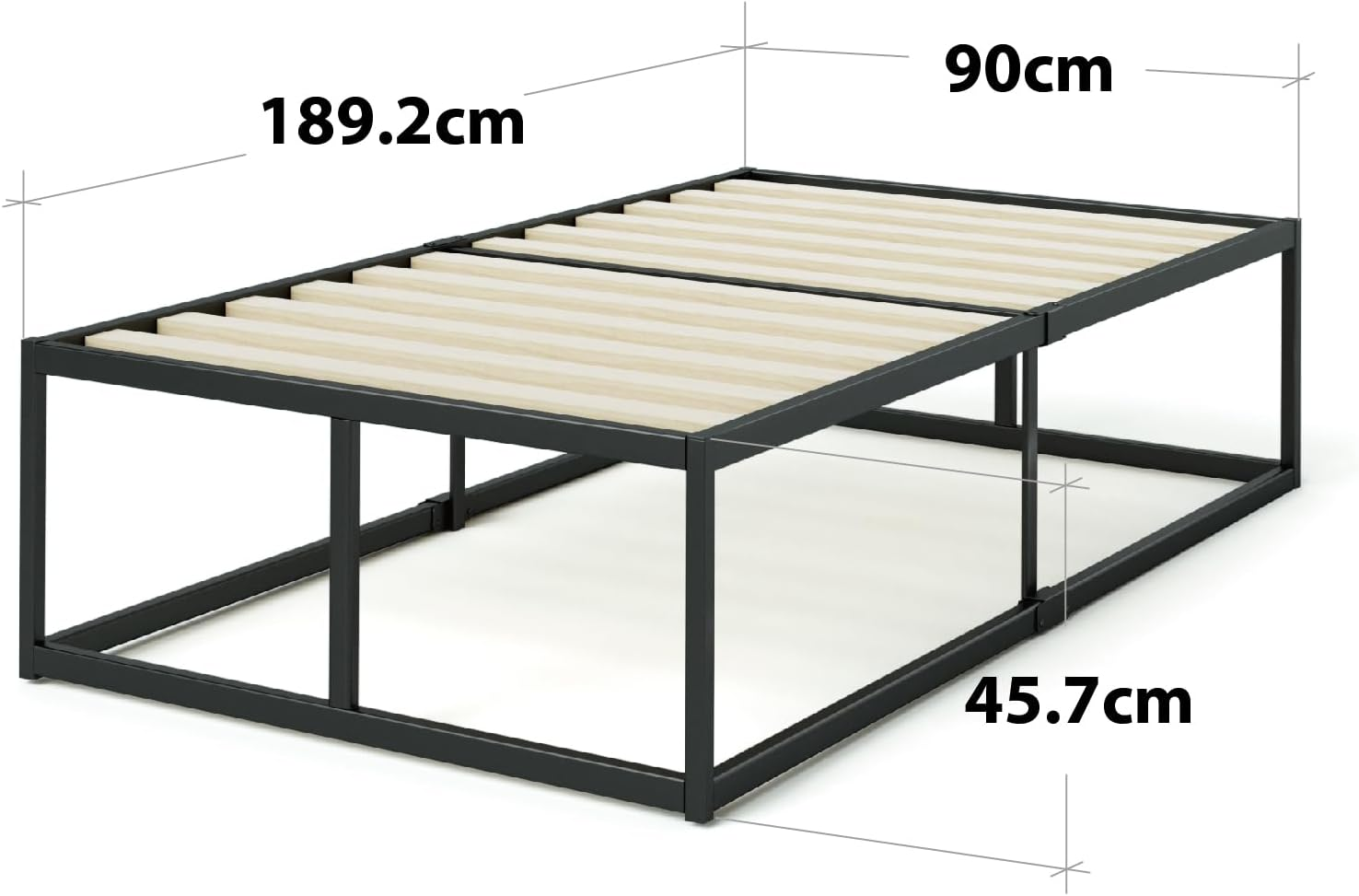 Zinus Joseph 45Cm Single Bed Frame with under Bed Storage and Mattress Base - Industrial Metal Steel, Black image number 4