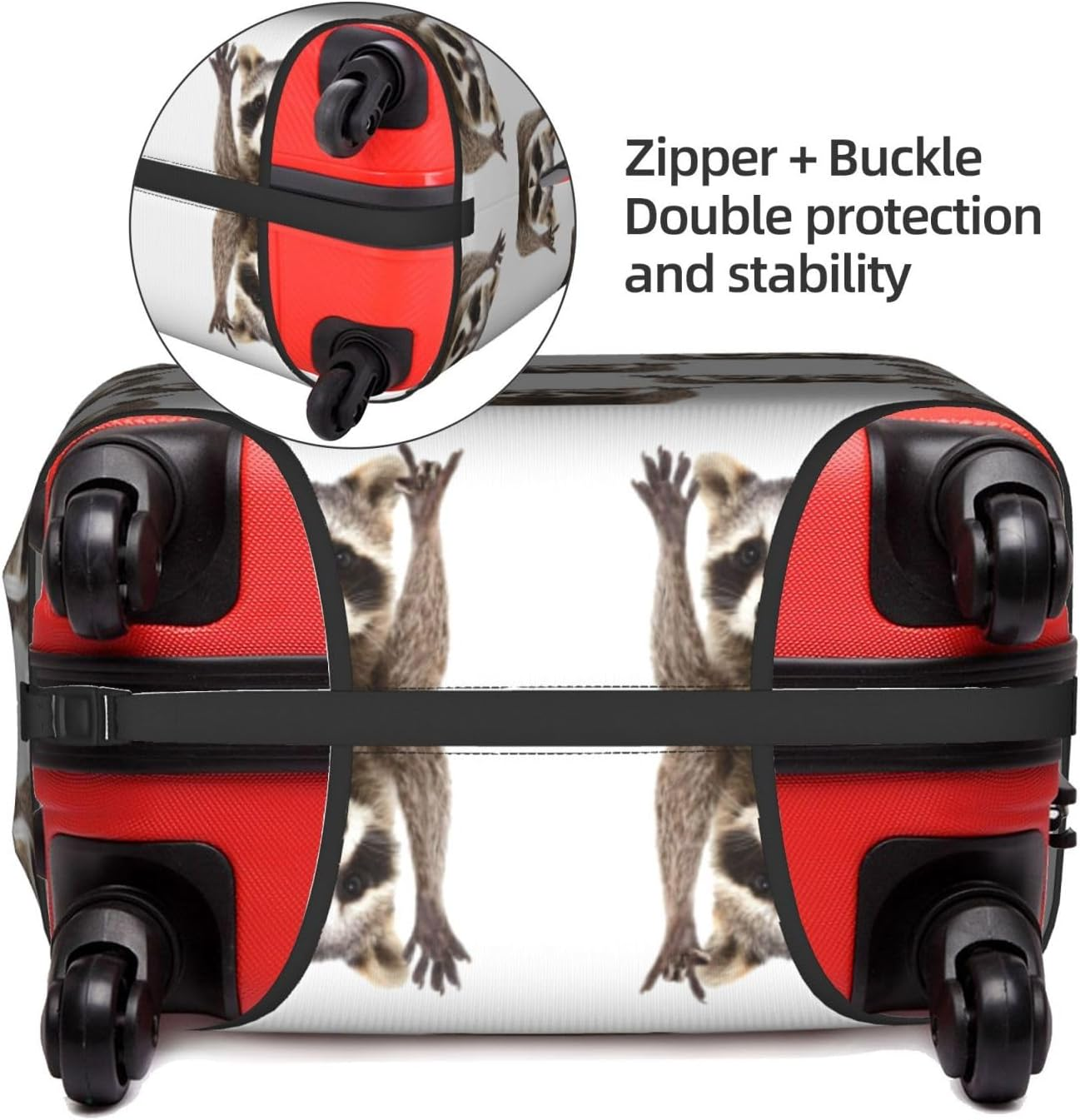 Obabo Butterfly Purple Travel Luggage Cover,Washable Suitcase Cover Protector Anti-Scratch Suitcase Cover Fits 18-32 In, Racoons, X-Large image number 6