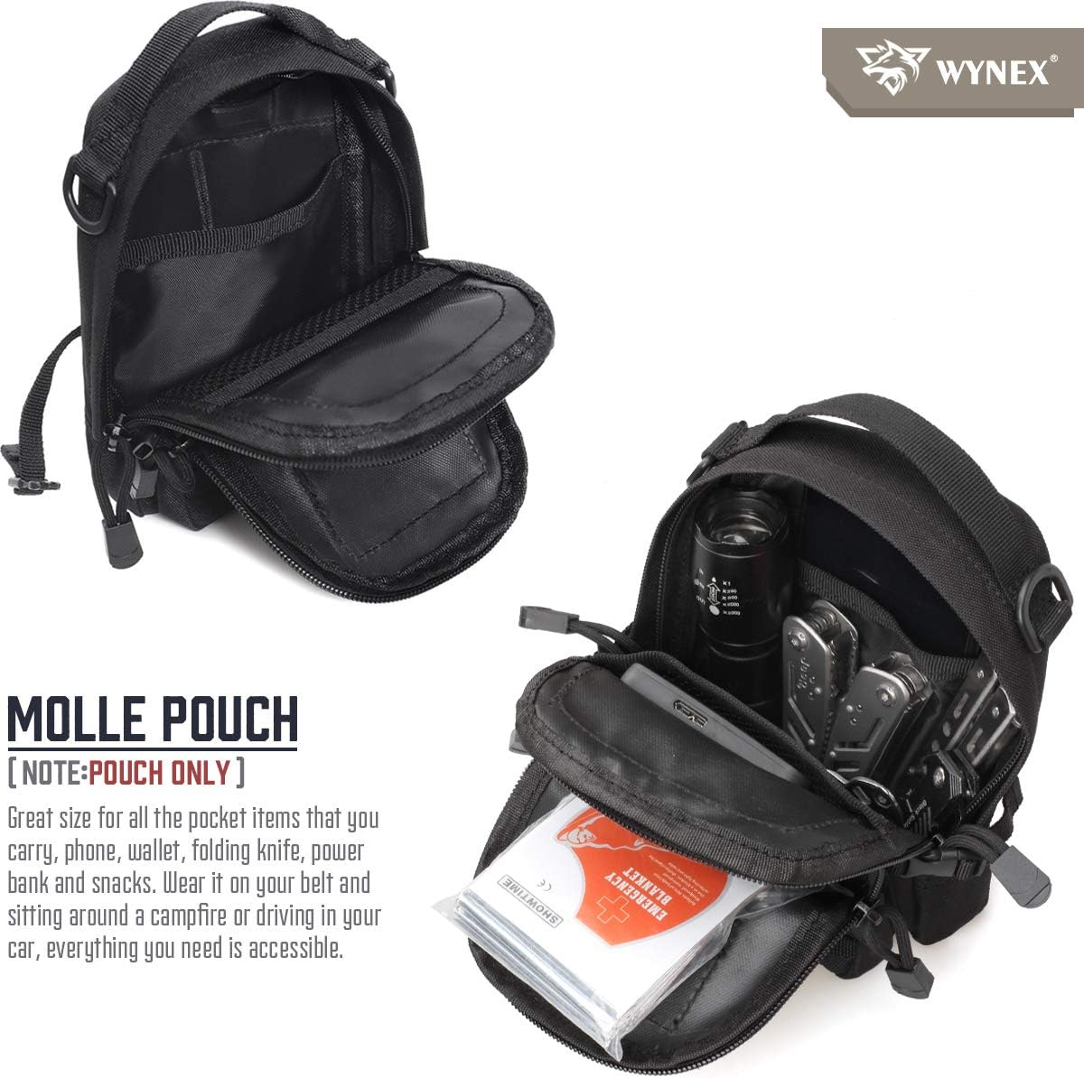 WYNEX Tactical Molle Pouch Small, EDC Utility Pouch Tactical Tool Pouches Bag Compact Multi-Purpose Waist Pouch Include Flag Patch, Mini Design of 3-Day Assault Backpack image number 1