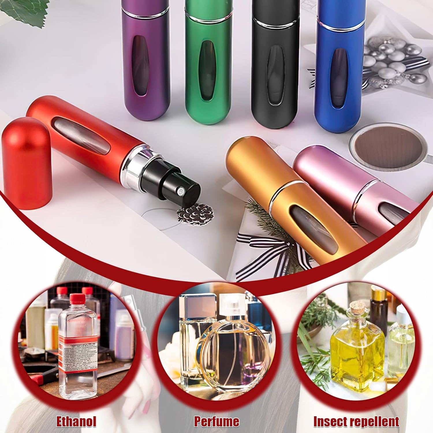 Refill Pump Case, 6 Pcs Mini Refillable Perfume Atomizer Bottle, Refillable Perfume Spray for Traveling and Outgoing (5Ml) image number 6