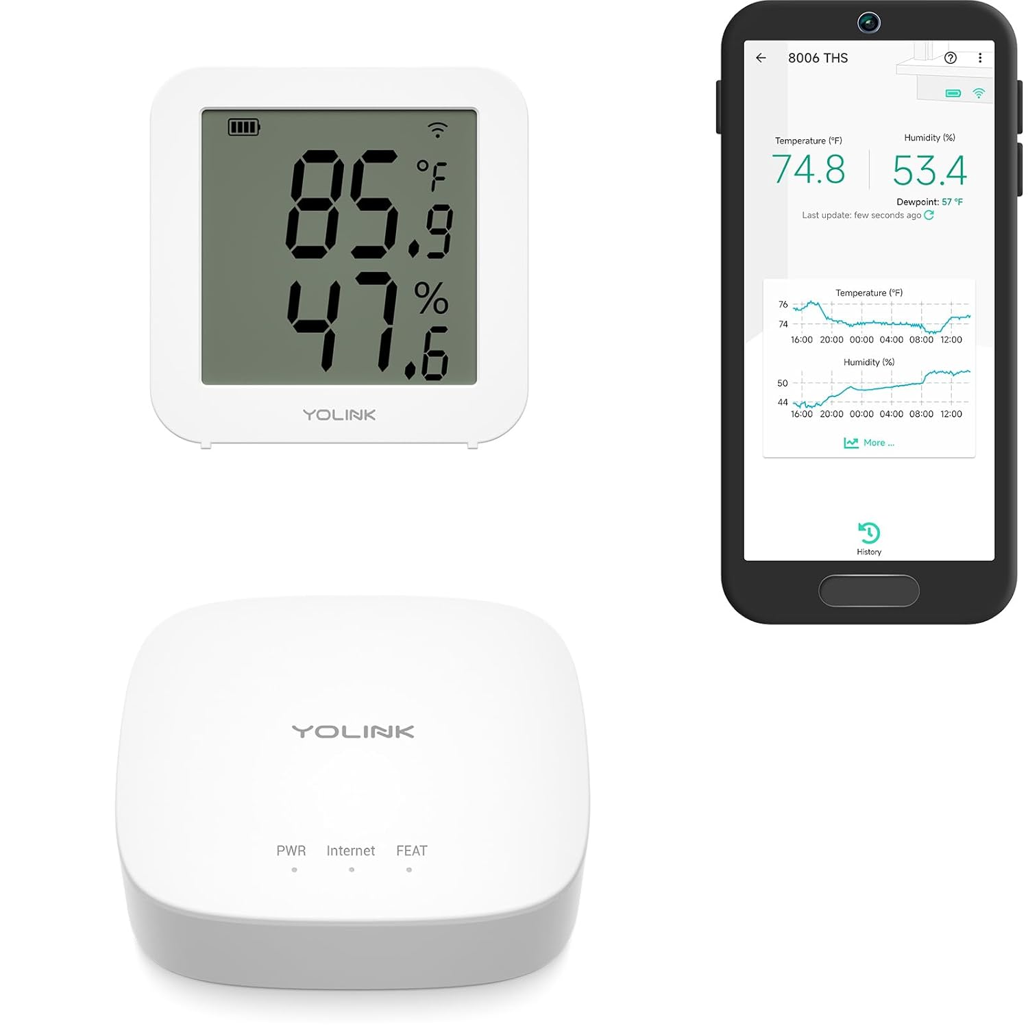 Yolink Indoor Hygrometer Thermometer, 2-Year Data Storage Export, Advanced Offline Storage, Lora Tech, App Push, Email, SMS, Hub Included image number 2