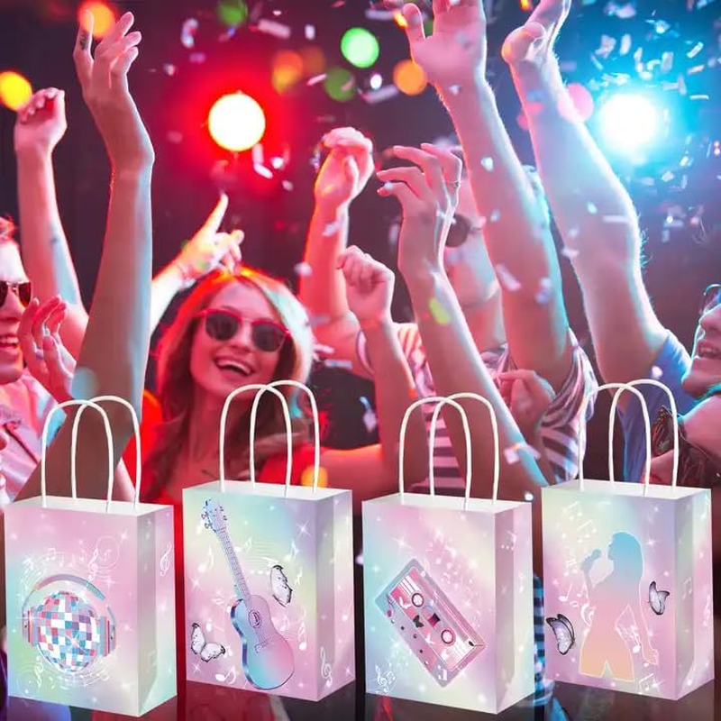 12X Music Concert Singer Party Iridescent Eras Glitter Disco Supplies Birthday Decoration Paper Bag Kids Lolly Bag Favour Box Kraft Treat Box Gift Box Gable Box Gift Bag Themed Party Bag image number 3