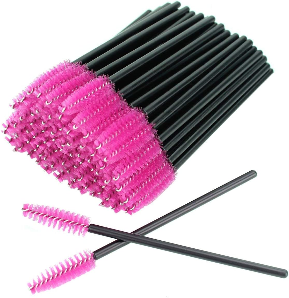 50 PCS Disposable Eyelash Brushes Mascara Wands Eye Lash Eyebrow Applicator Cosmetic Makeup Brush Tool Kits (Crystal Pink)
