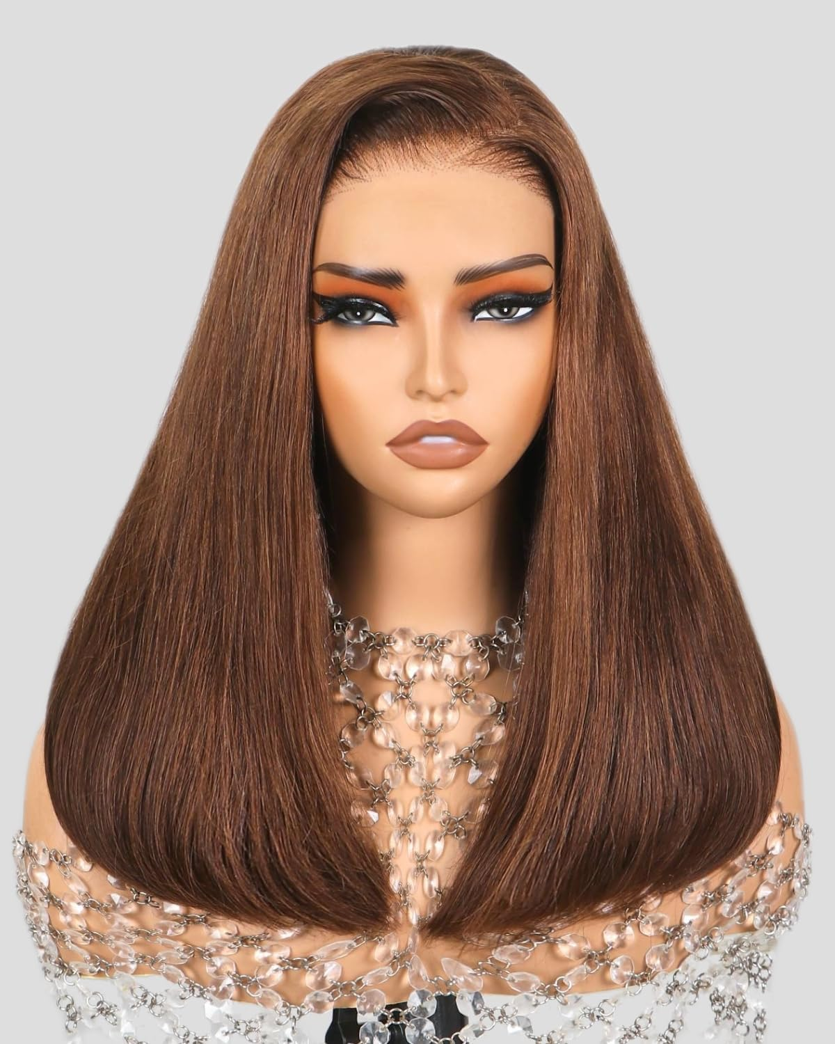MEGALOOK Salon-Quality Ready to Go Glueless Wigs Human Hair 220% Density Pre Cut HD Lace 5X6 Pre Cut Lace Frontal Wig 12A Silky Straight Wig Human Hair Real Pre Plucked Bleached Tiny Knots 18 Inches