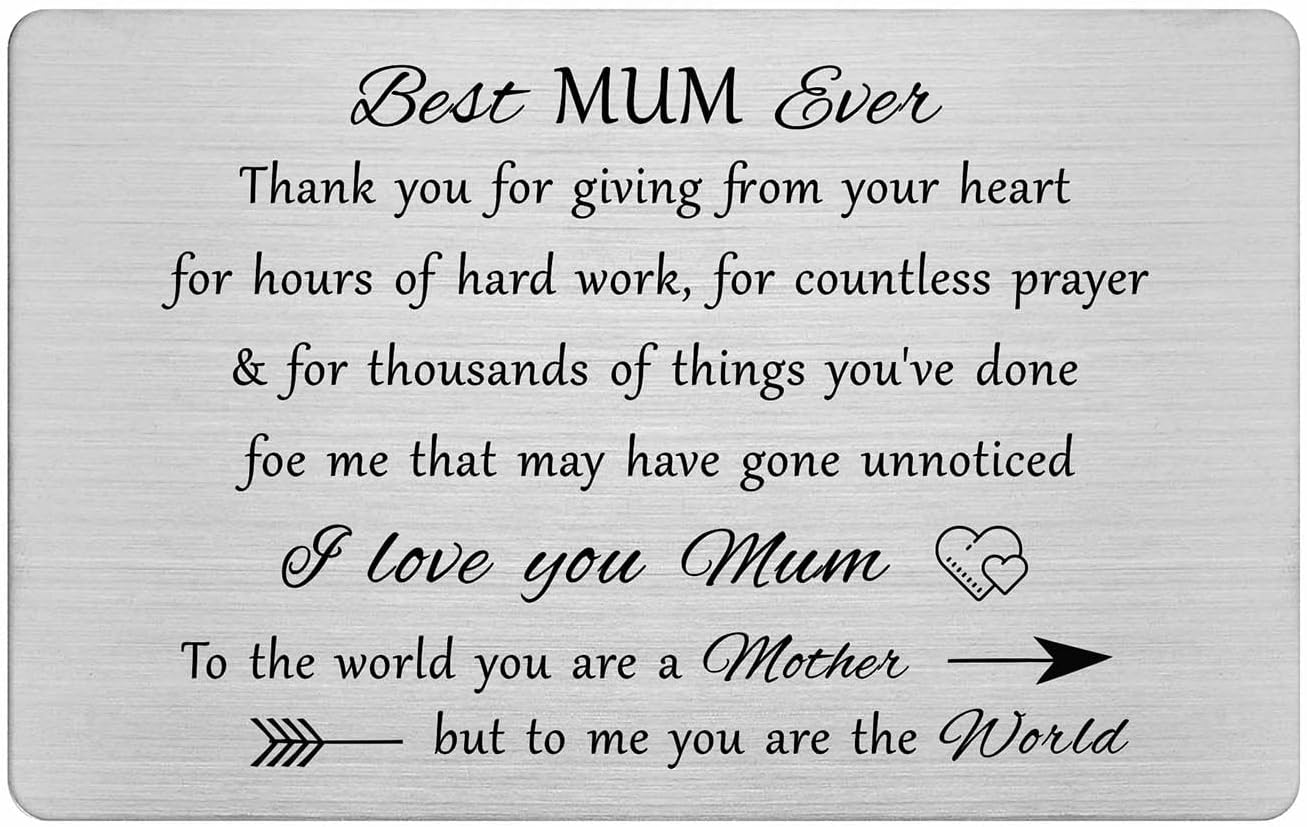 To My Mum Wallet Card, Mum Birthday Cards from Kids, I Love You Mum, Mothers Day Cards for Mum image number 6