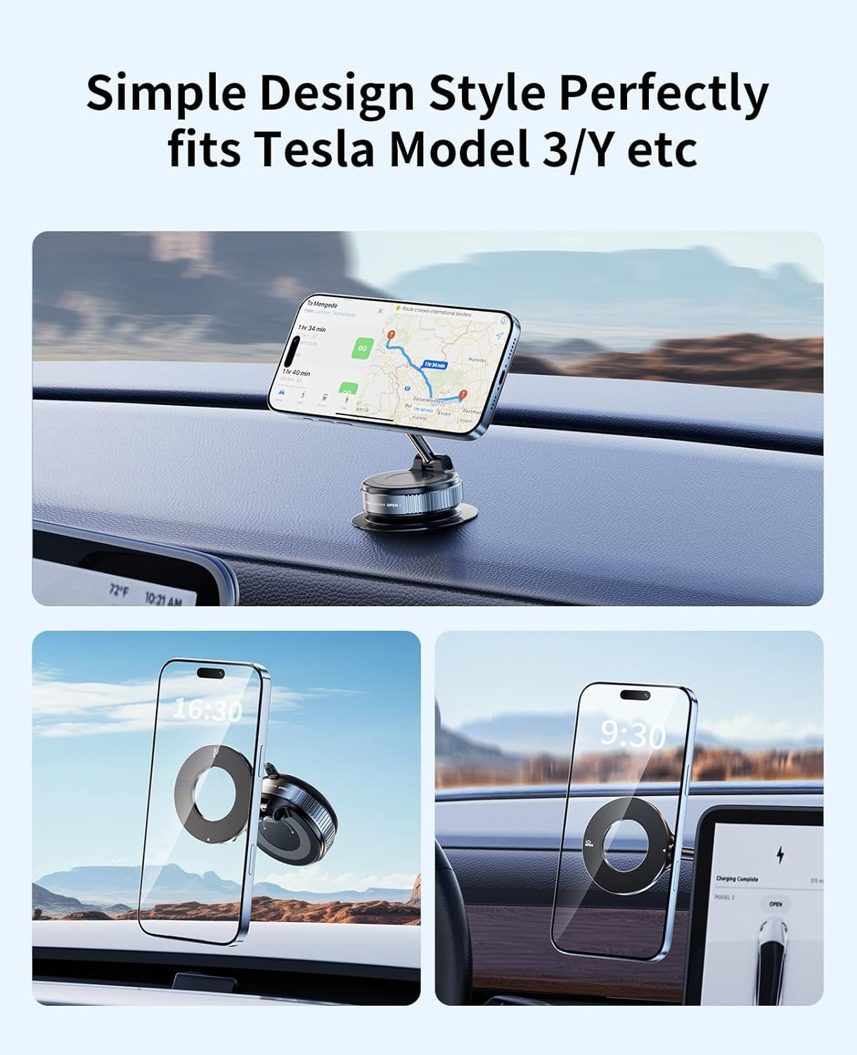Vacuum Magnetic Phone Holder for Car,Suction Cup Phone Mount[Mag Safe],Foldable Vacuum Magnetic Phones Stand,Magsafe Car Mount for All Smartphones & All Vehicle & Gym/Bathroom Mirror