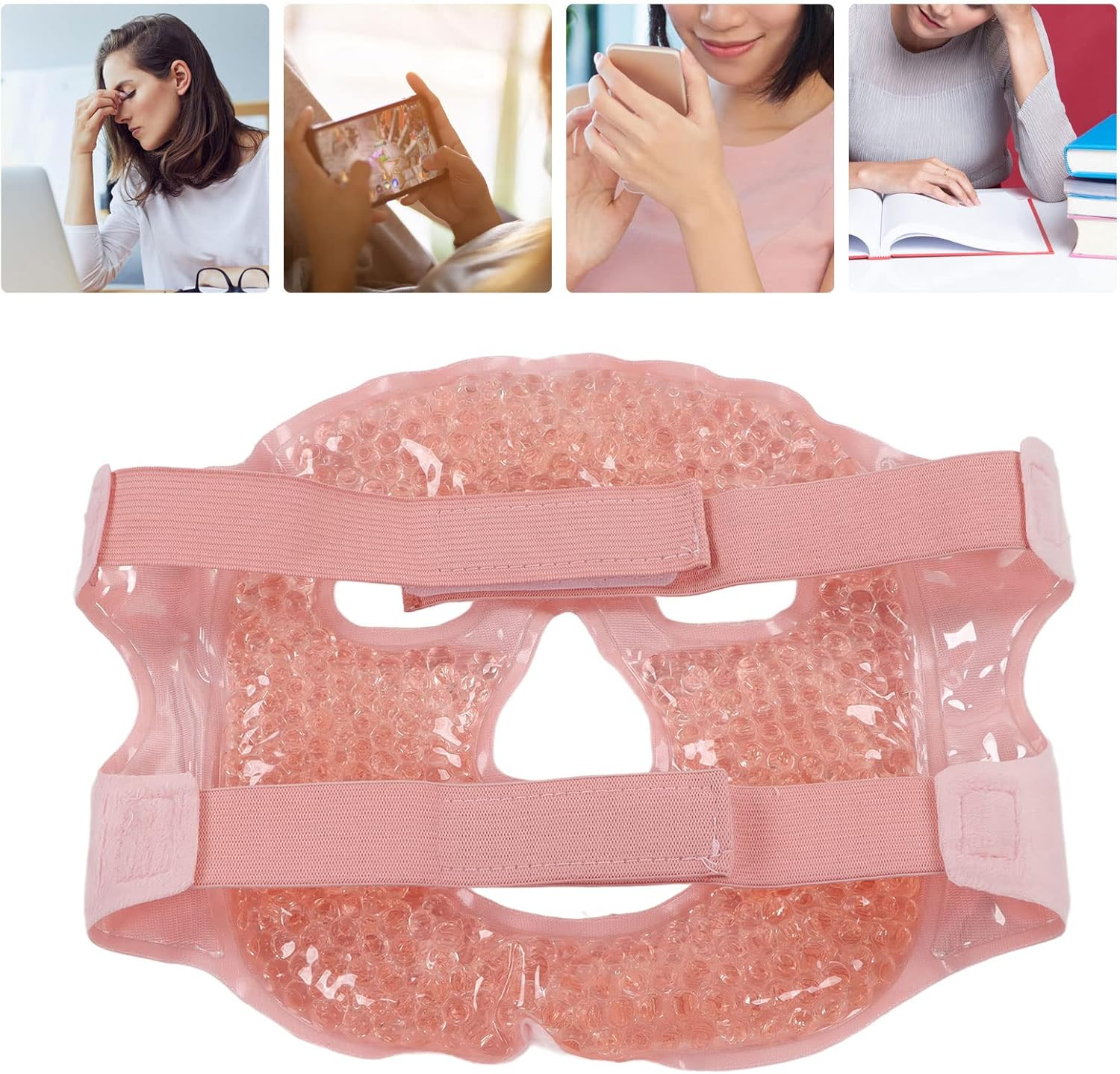 Face Ice Pack Ice Pack for Face Cold Face Mask Cold Face Eye Mask Ice Pack Reduce Face Puff Gel Beads Hot Heat Cold Compress Pack Face for Reusable for Post Laser Care (R&oacute;żowy) image number 4