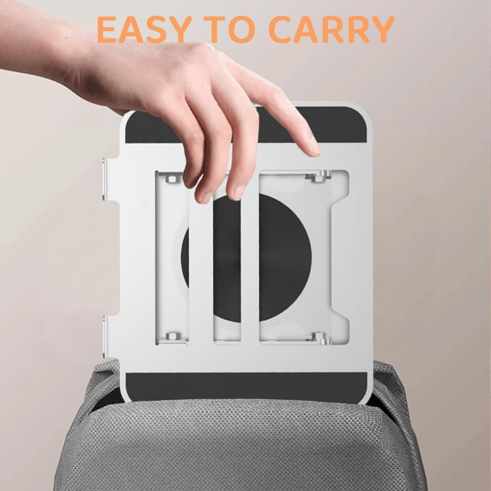 Adjustable Laptop Stand with 360&deg; Swivel Base, Ergonomic Foldable Aluminum Holder for Macbook & Laptops, Portable Desk Stand (Silver) image number 1